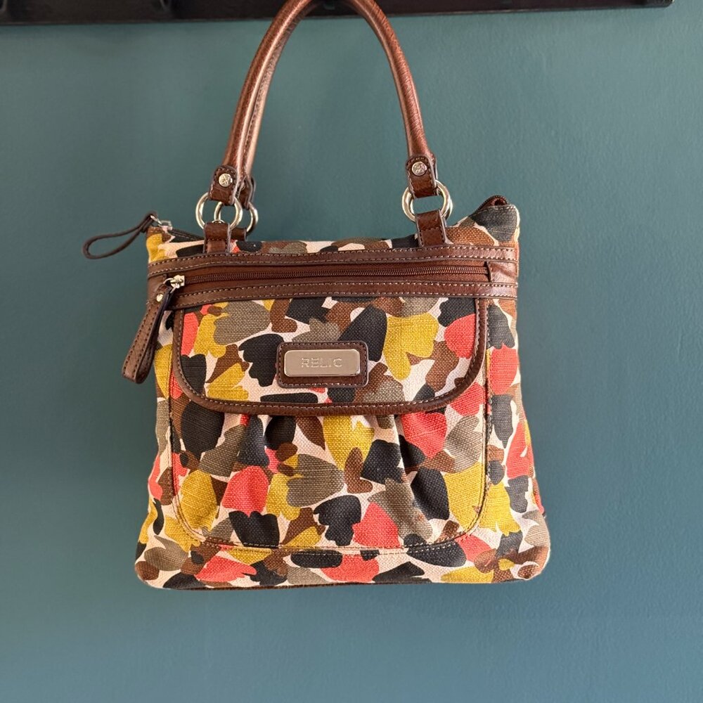 Relic by Fossil Carrie Retro Floral Satchel Bag + Crossbody Strap EUC